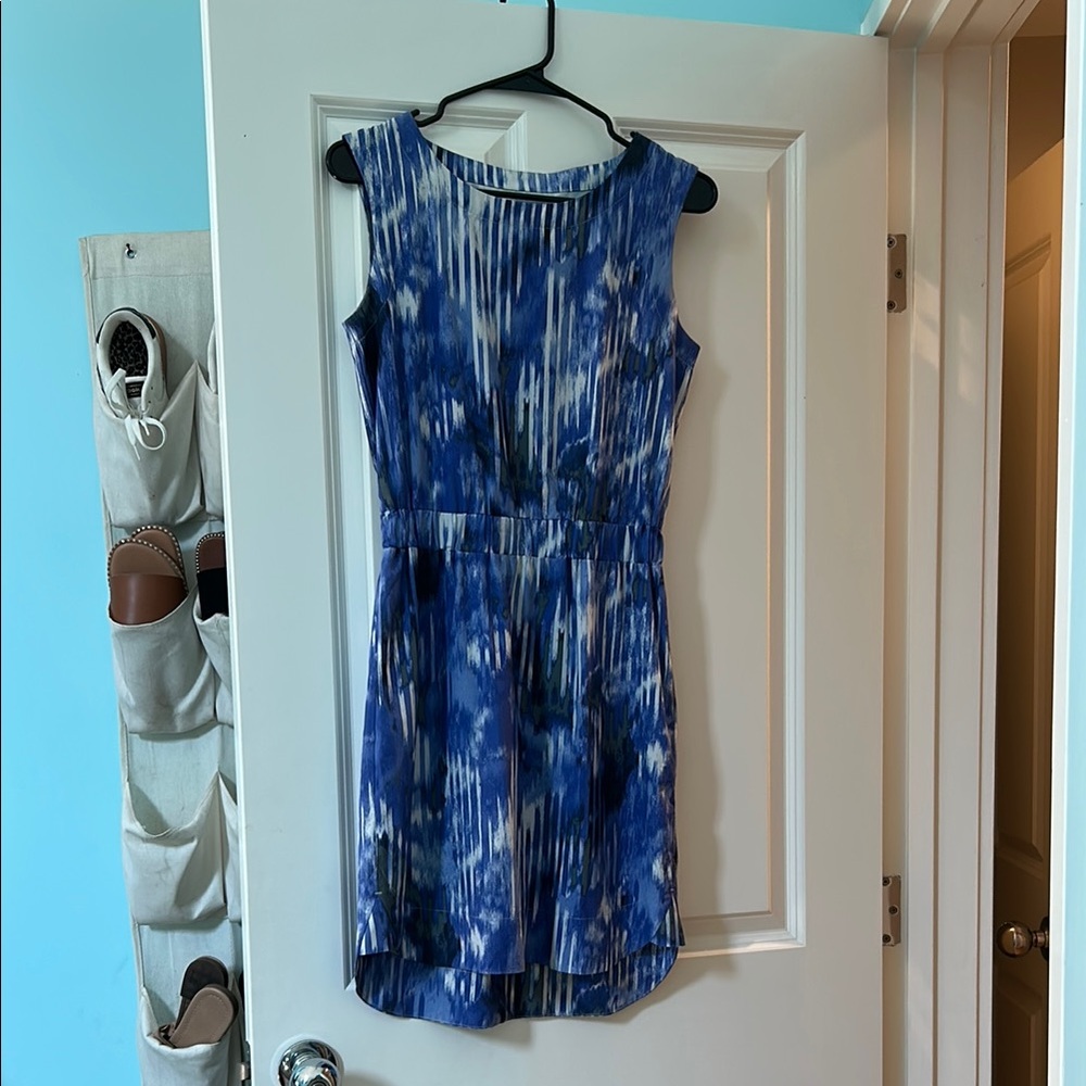 Athleta Blue Patterned Sleeveless Dress